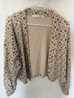 Altar'd State Cream Cardigan with Red Floral Print